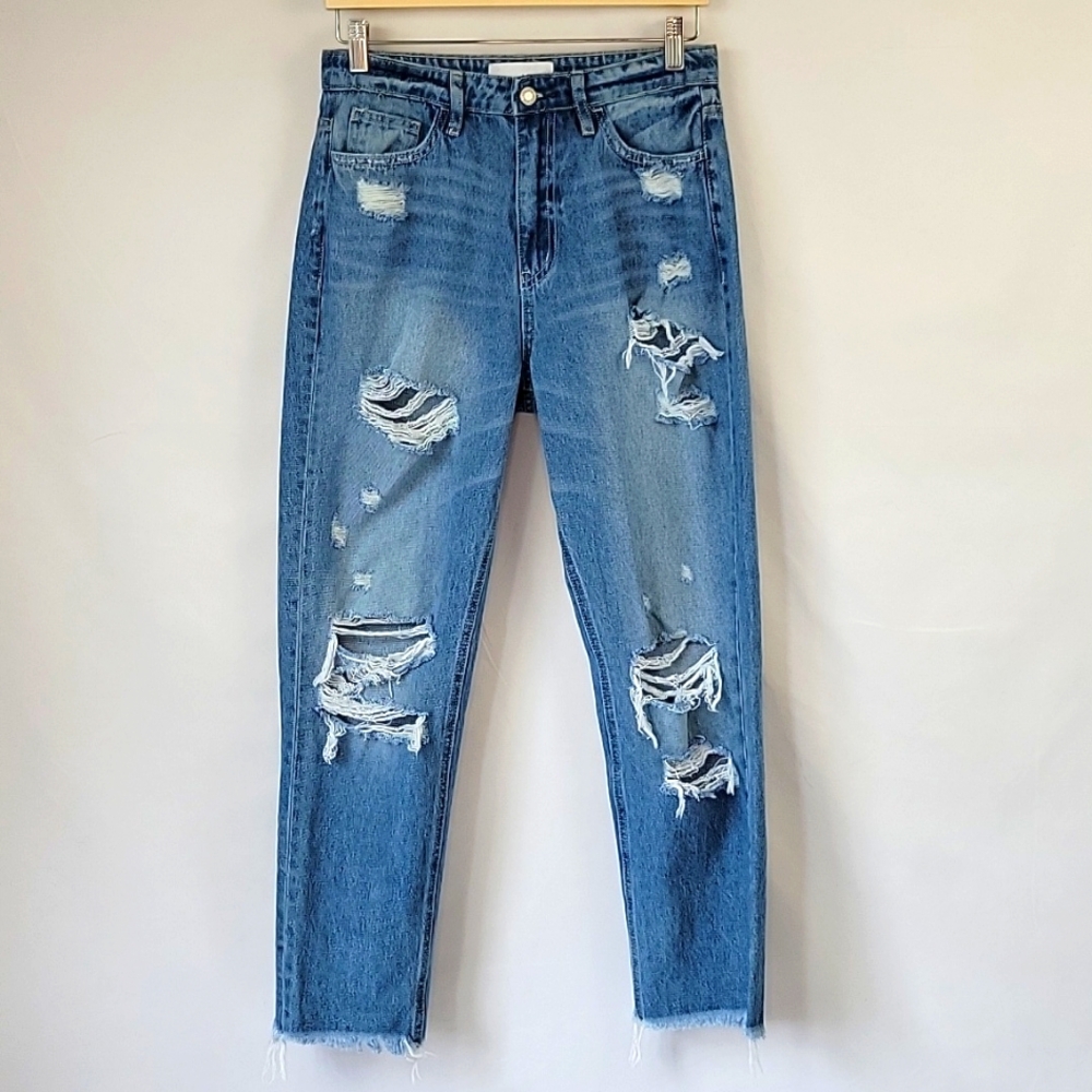 Vervet Distressed Hi Rise Boyfriend Ankle Jeans Lt. Wash Size 28